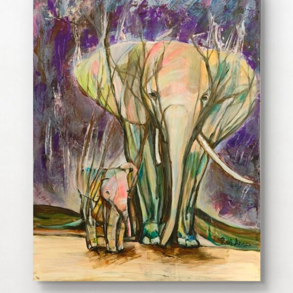 The Mother Elephant with Her Cub